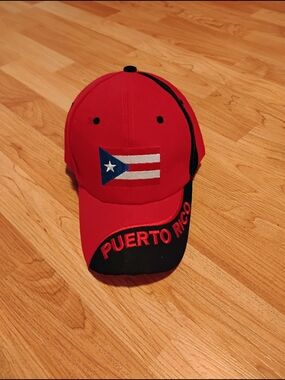 Red Puerto Rico Baseball Cap with Flag Embroidery